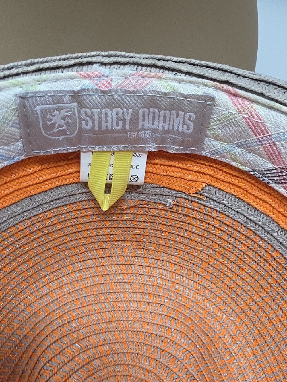 Stacy Adams Orange and Cream Women's Straw Fedora Hat - Picture 7 of 9